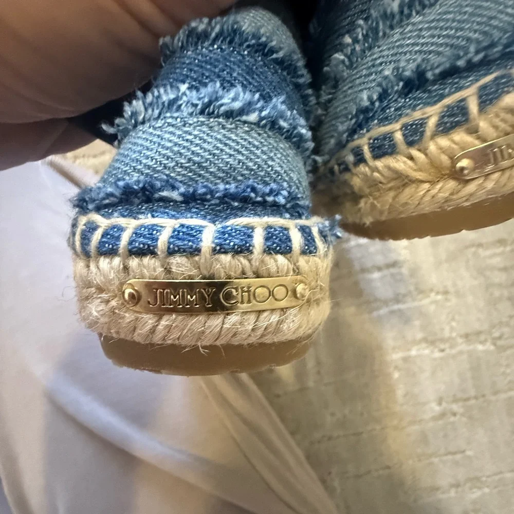 Jimmy Choo Navy Striped Espadrilles